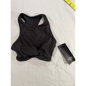 Five the Label Girls Black High Neck Twist Front Dance Crop Top Youth Large NEW